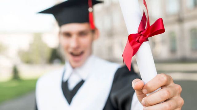 a student happy at his graduation ceremony