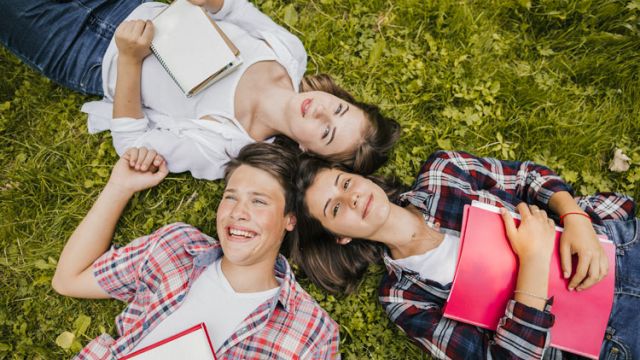 friends laying down together